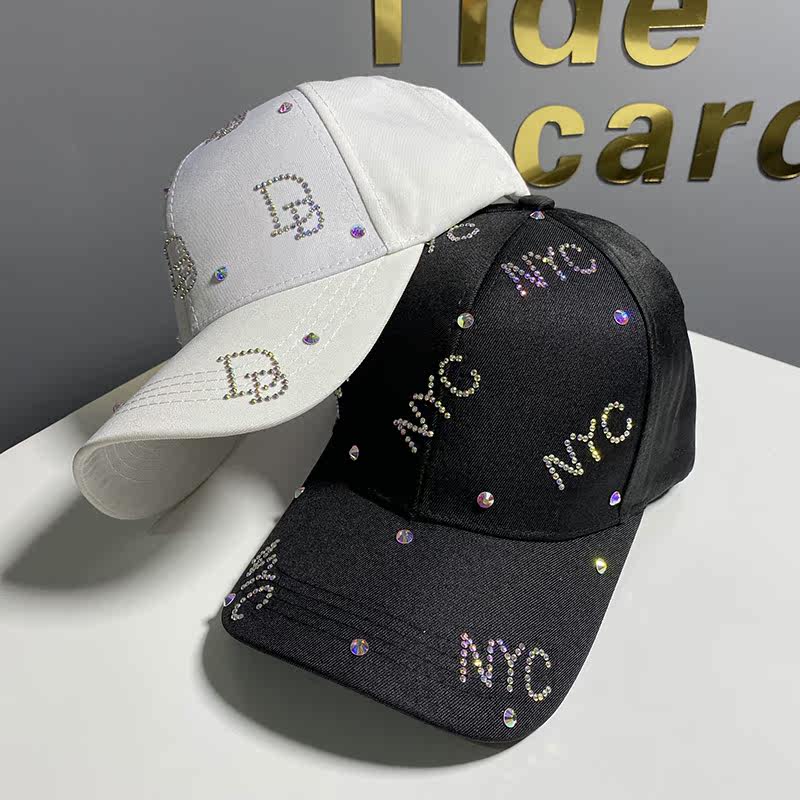 网红同款NYC水钻棒球帽女逛街时尚鸭舌帽旅游百搭防晒遮阳帽子男详情图14