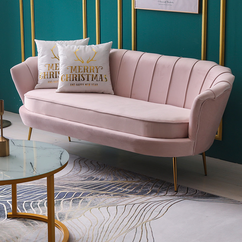 Fabric sofa small apartment Nordic light luxury bedroom clothing store beauty salon reception leisure net red double three people