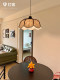Lamp Ji Solid Wood Vintage Fabric Chandelier for Master Bedroom, Wabi-Sabi Style Retro Tea Room, Artistic Creative Dining Table Restaurant Lighting Fixtures