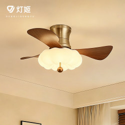 Vintage Cream-Style Restaurant Ceiling Fan Light, Bedroom Fan Light, Retro Bronze Eye-Protection Fan Integrated Lighting Fixture