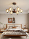 French Mid-Century Style Living Room Chandelier Walnut Color American Retro High-End Vintage Hall Lamps