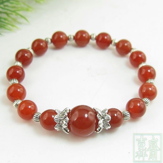 Natural red Manau Tibetan silver lotus hand pearl jade handmade string of ethnic 100 hitchhiking to the agate of agate