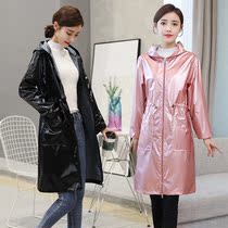 Female adult down jacket long sleeve gown leather waterproof medium long kitchen cooking apron hairdressing overalls