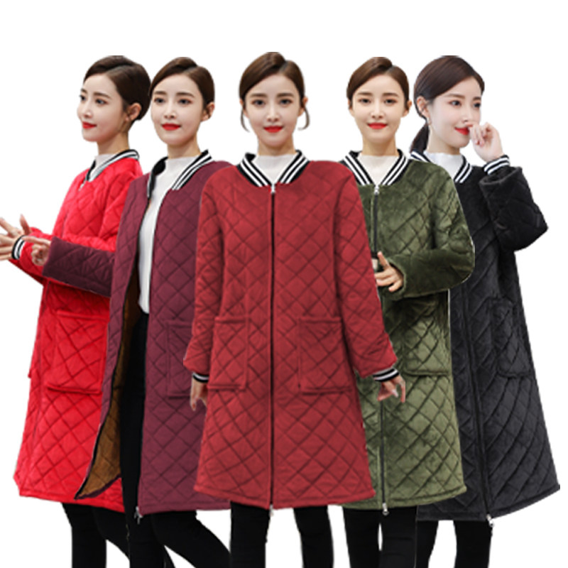 Fall/winter adult overalls women's down jacket plus velvet thick warm long sleeve zipper anti-dirty kitchen apron cotton overalls