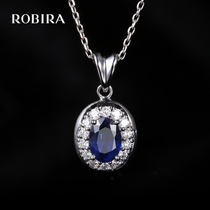 ROBIRA jewelry 18K gold 1 carat royal sapphire pendant 24 points diamond pendant