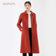 HONRN/ສີແດງ Wool Coat Women's Casual A-Line Belted Waist Mid-Length Jacket HG59OD678