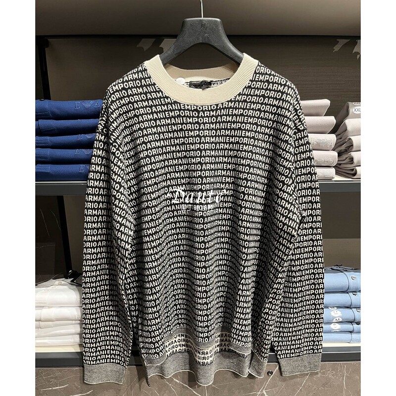 Purchased in Italy, Emporio Armani Men's Virgin Wool Crew Neck Sweater Knitwear