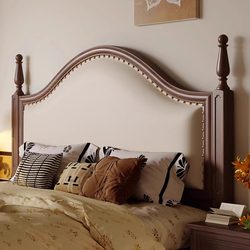 American solid wood bed soft bag French bed bedroom 1.8m master bedroom Double leather soft 1.5m medieval retro style bed