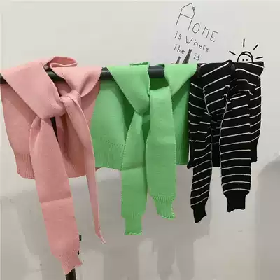 Children's Korean Knitted Outer Colored Small Shawl Net Red Baby Fake Collars Strap Air Conditioning Solid Color Shawl Tide