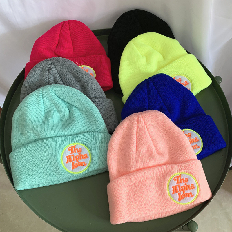 Children's Hat 2019 new Han - Edition male and female baby cloth fluorescent hair cap autumn and winter thin knitting cold cap