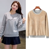 Флисовая бархатная хлопковая демисезонная удерживающая тепло толстовка, увеличенная толщина, в корейском стиле, оверсайз, круглый воротник