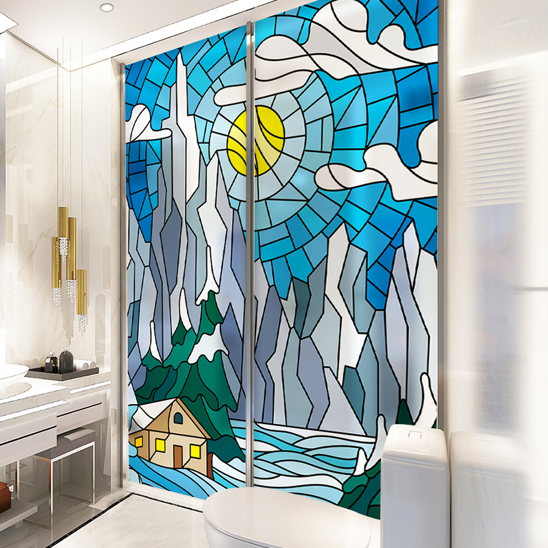 Eurostyle colored glazed window stickles décor bedroom make-up room light transmission opaque self-adhesive colored glass paper