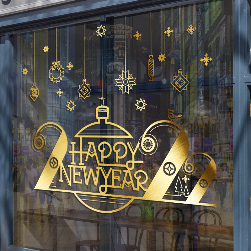 2022 Christmas Sticker Decoration Scene Layout Waterproof Window Sticker Door Sticker Self-adhesive Window Hanging Glass Sticker