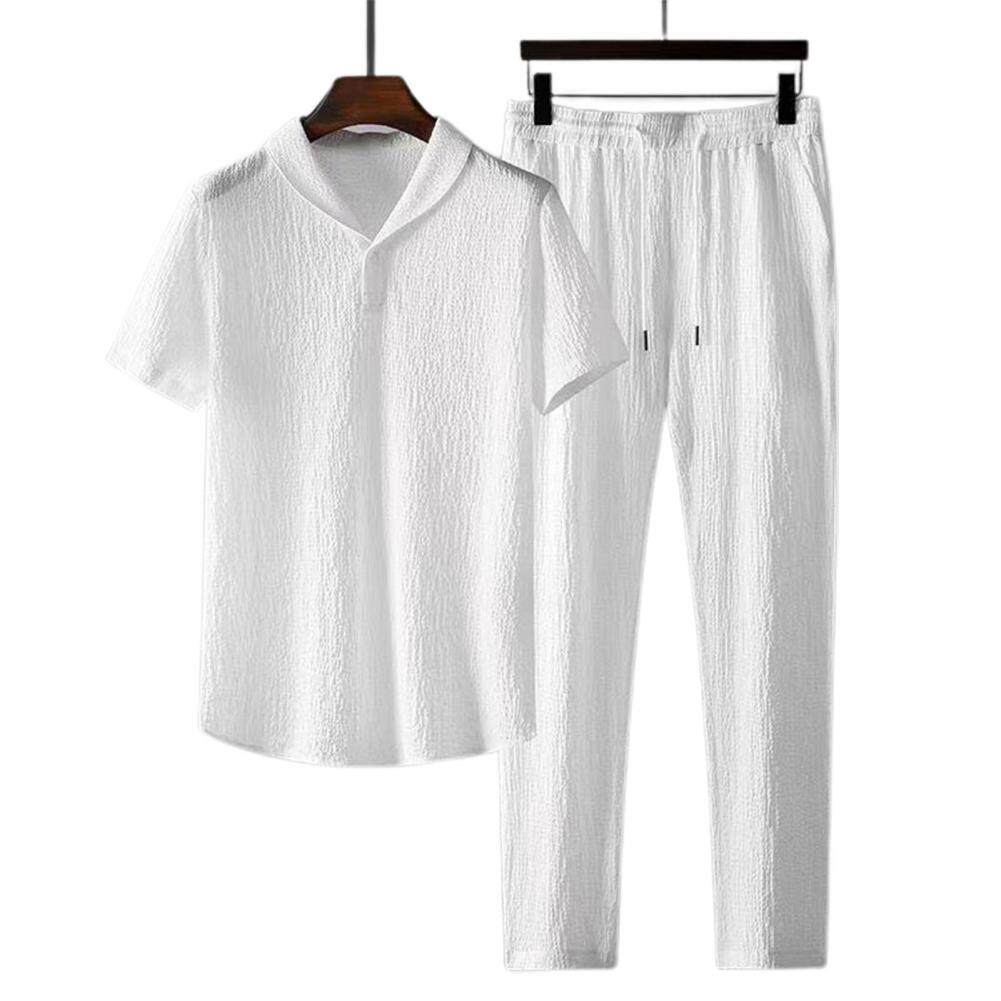 Мода Set en business short sleeve shirts long pants set male clothing