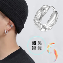 Goldfish earrings original 3D stereo earlobe stud earrings mens 2021 new fashion Chinese style personality retro female stud earrings