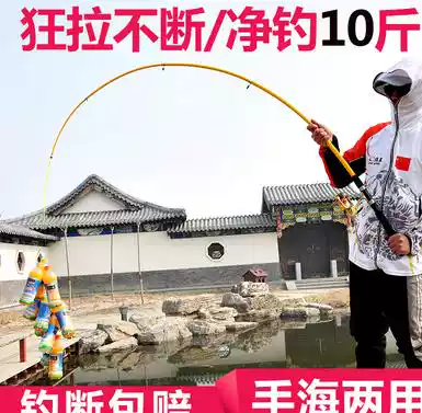 Elastic sea adjustment shrink fish wheel Full set of carrying machine rod Fishing rod Simple shake wheel 2 4 meters fish rod straight handle