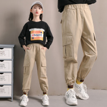 Girls clothing pants 2021 CUHK Loose Casual Pants Long Pants Children Plus Suede Pants Integrated Suede Pants Tide