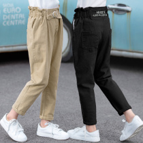 Girl Casual Pants 2020 Spring and autumn Chinese CUHK Girl Han version Ocean Air Thin Trousers Children Fall Pants Plus Suede Tide