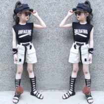 Girl Vest Suit Summer Style Big Boy Foreign Air Trendy Sleeveless T-shirt Shorts Hot Pants Two Sets Thin children 9