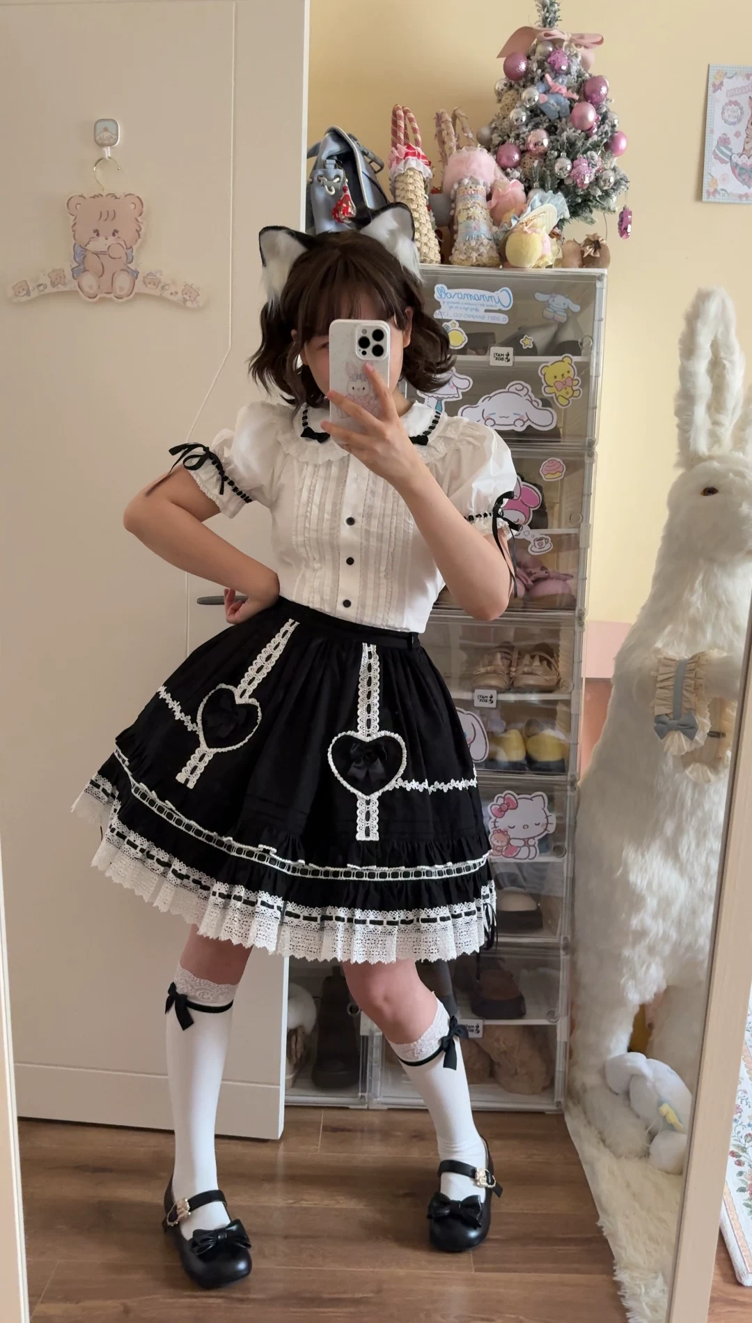 【*兔子的心愿*系列 sk裙现货】Lolita棉布古早爱心口袋