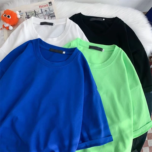 Хлопковая брендовая парная одежда для влюбленных для школьников для отдыха, 200 грамм, свободный крой, подходит для подростков, короткий рукав