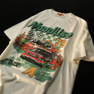 American retro trendy brand new racing print loose