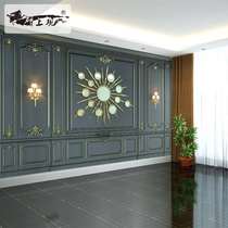  European-style wooden frame full shop line grid 3D three-dimensional wall paper wallboard Bedroom background wall Living room shop