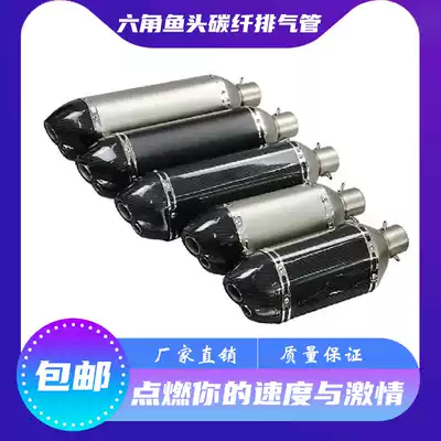 Moto scooter ZX6 10R R3 25NK400 modified large hexagonal double outlet nozzle stainless steel carbon fiber exhaust pipe