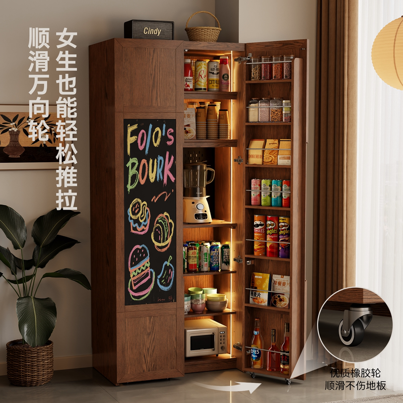 Solid Wood Sideboard, Floor-Standing, Wall-Mounted, Integrated Refrigerator-Style Storage Cabinet, Living Room Side Cabinet, Kitchen Snack High Cabinet Solid Wood Sideboard, Floor-Standing, Wall-Mounted, Integrated Refrigerator-Style Storage Cabinet, Living Room Side Cabinet, Kitchen Snack High Cabinet