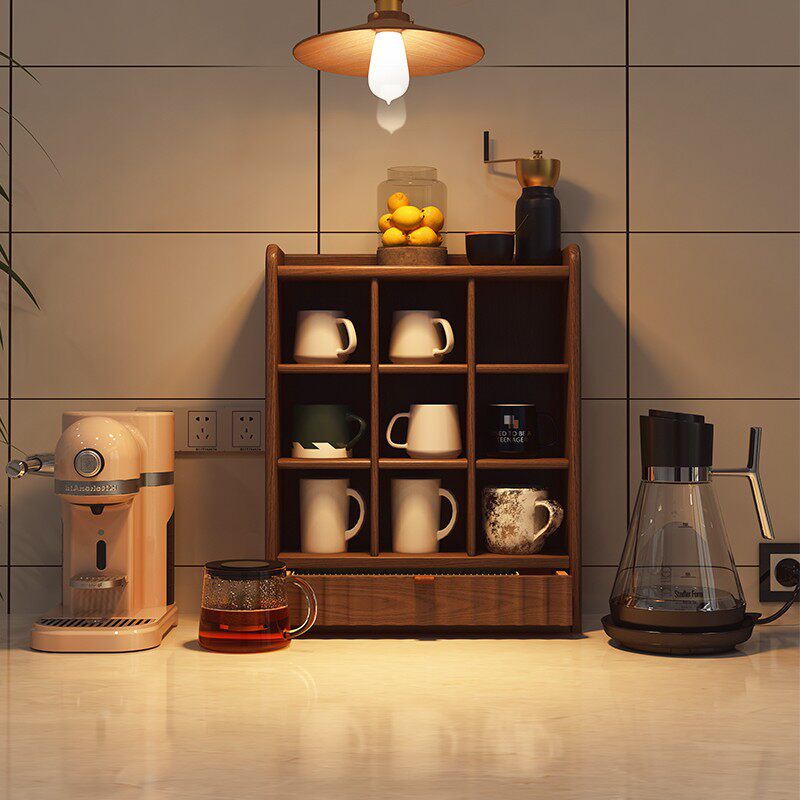 Solid wood cup rack hanging wall wooden lattice wall wall lattice rack water cup tea cup display rack cup holder