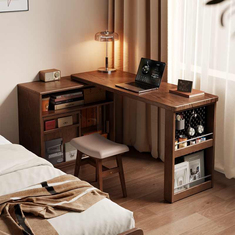 Winterwood Solid Wood Corner Extendable Desk with a Vintage Style, Includes a Lower Cabinet, Study Desk and Chair Set, Office Desk, Home Computer Desk Winterwood Solid Wood Corner Extendable Desk with a Vintage Style, Includes a Lower Cabinet, Study Desk and Chair Set, Office Desk, Home Computer Desk
