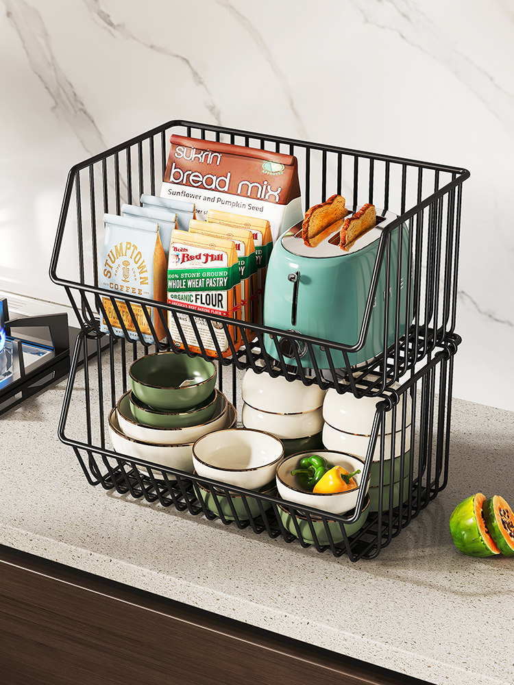 Vegetable Basket Kitchen Storage Rack, Floor-Standing Multi-Layer Fruit and Vegetable Storage Supplies, Wall-Corner Mobile Snack Cart