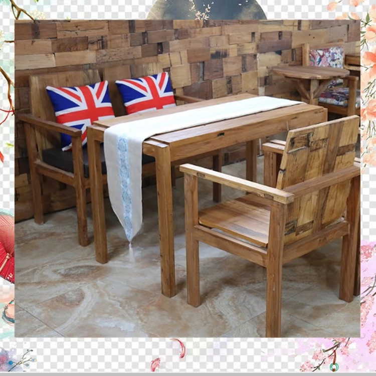 Người đàn ông bàn ghế cà phê cũ Elm đồ nội thất cửa Café Café gỗ rắn cũ bảng điều khiển cửa cũ đồ nội thất kết hợp giải trí bàn ghế - Bàn ghế ngoài trời / sân ghế ngoài trời