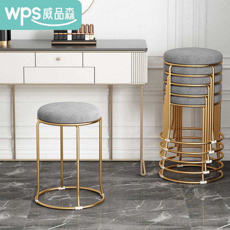 Household stool thickened plastic high stool dining table bench can be stacked simple kitchen wooden stool strong steel round stool