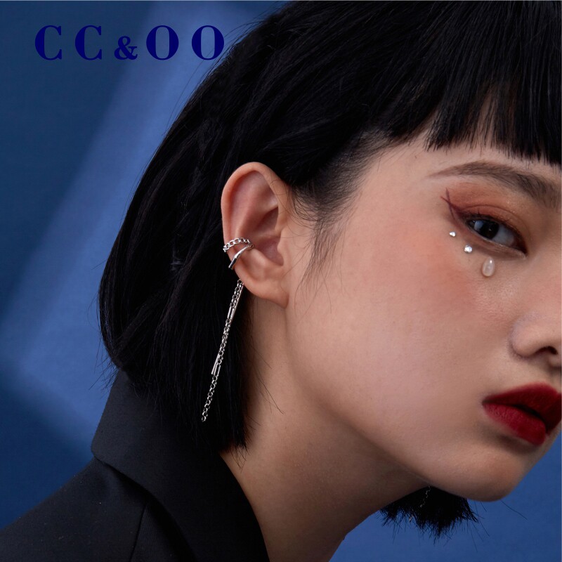 CCOO Designer Irregular Chain Ear Clamp Female Long-Front Flow Su Ear Clamp Without Ear Hole Ear Accessories