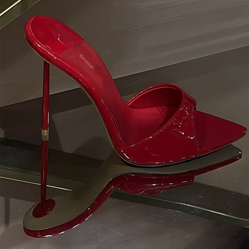 Red High-Heeled Shoes with Pointed Toe, Fish Mouth, Ultra-Thin Heel, Patent Leather, Simple Sandals, Sexy Red Wedding Sandals for Women Red High-Heeled Shoes with Pointed Toe, Fish Mouth, Ultra-Thin Heel, Patent Leather, Simple Sandals, Sexy Red Wedding Sandals for Women