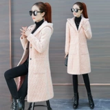 Бархатное демисезонное шерстяное пальто, утепленная длинная куртка, 2021 года, подходит для подростков, средней длины