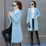 Бархатное демисезонное шерстяное пальто, утепленная длинная куртка, 2021 года, подходит для подростков, средней длины