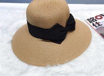 Sun Li with straw hat foldable shell sunscreen hat beach sun hat big brimmed hat fisherman hat straw masking female