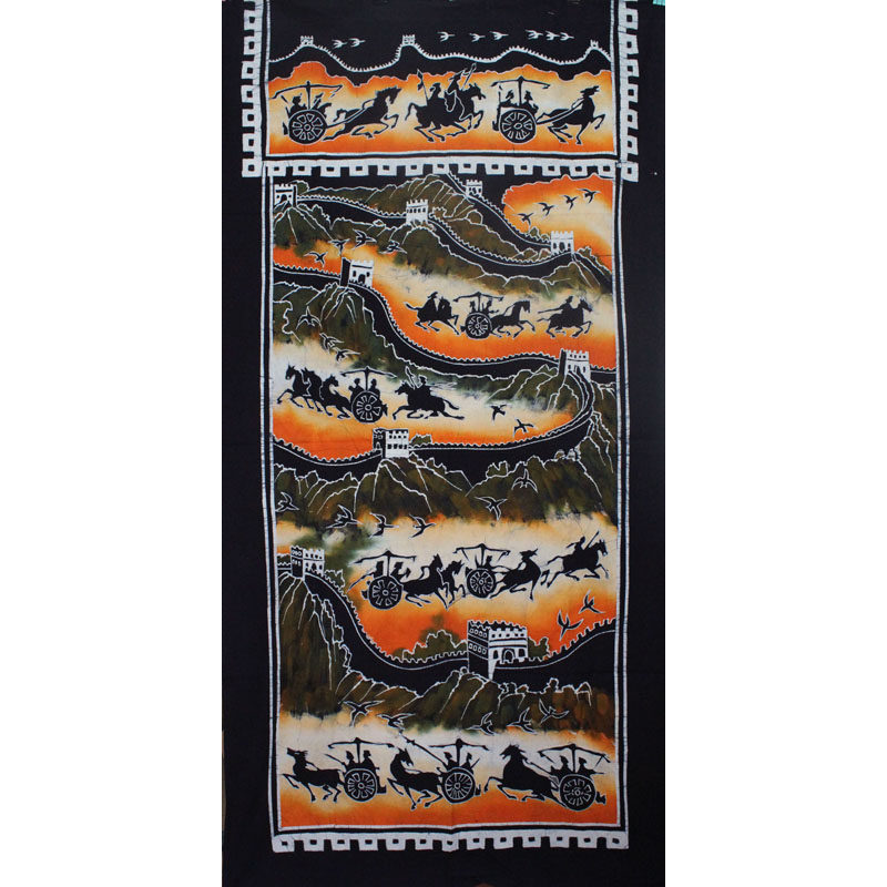 Southwest Guizhou private room features colorful ethnic hand-drawn cotton wall hanging Miao Batik elongated curtain genuine products