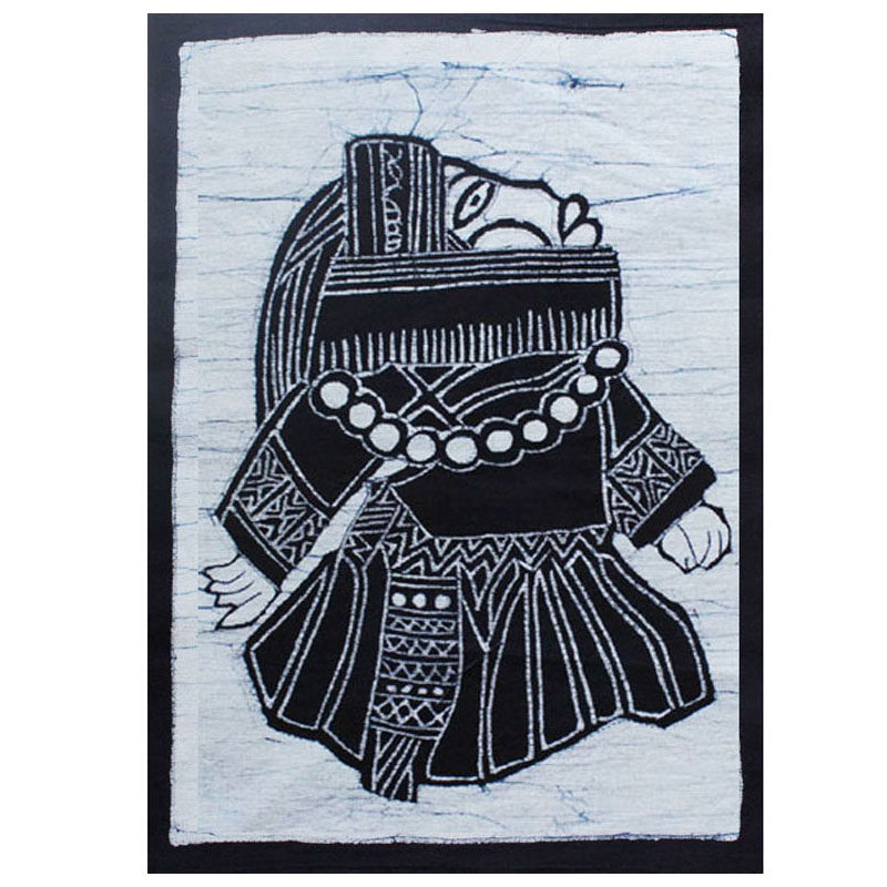 Wall-mounted double-angle Miao Yi male Buyi Southwest ethnic minority pure handmade batik art cotton table mat Miao female