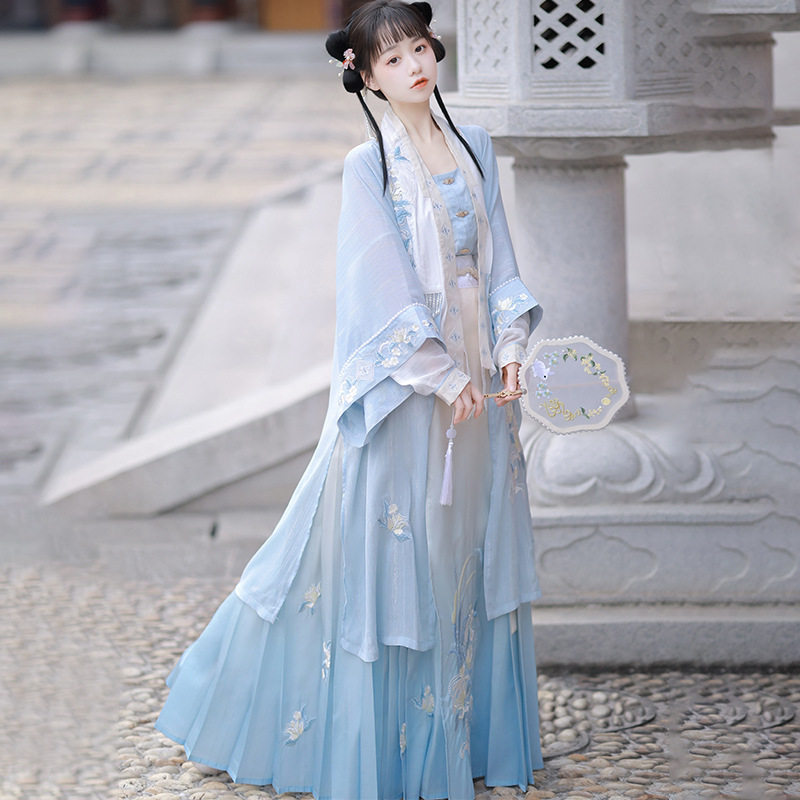 Yu Ruyan Original Song Hanfu Women's Blue Beizi Summer Style Chinese Style Waist-length Hundred Die Skirts Ancient Style Full Spring and Autumn