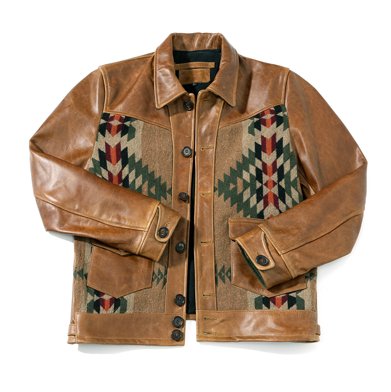 Real Cost Price!! Oil Waxed Cowhide American Retro Jacket Men's Genuine Leather Jacket Navajo Style Coat