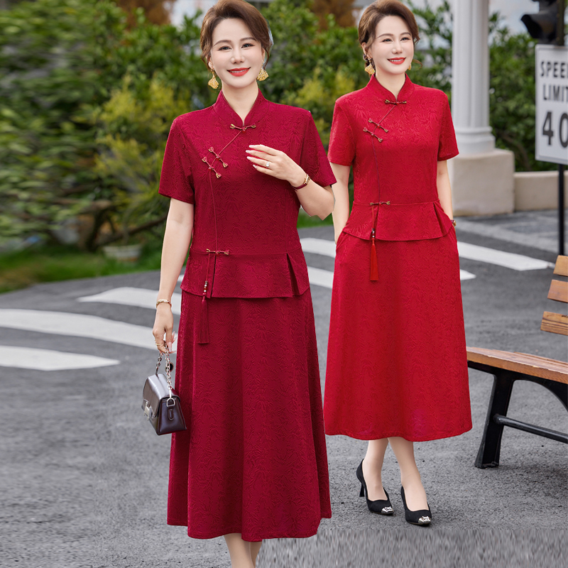 Plus-Size Elegant Summer Dress for Middle-Aged and Elderly Women, Suitable for Wedding Banquets and Everyday Wear Plus-Size Elegant Summer Dress for Middle-Aged and Elderly Women, Suitable for Wedding Banquets and Everyday Wear