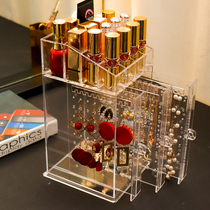 Large Capacity Earrings Containing Box Jewelry Shelf Ornament Ear Nail Bracelet Necklace Lipstick Red Box Versatile Finishing Hang Transparent