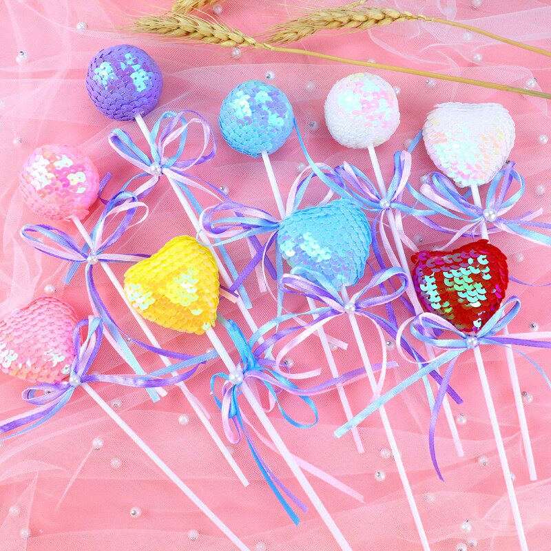 Heart-shaped butterfly loving ball plug-in red lollipop baking plugin birthday cake decoration accessories
