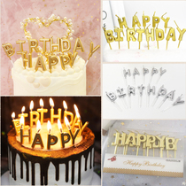 Red metal English letter candle birthday happy cake decorated rose gold creative candle childrens party