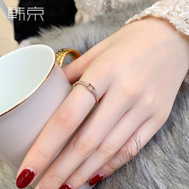 Han Jingsen fashion hollow tie diamond-set titanium steel plated rose gold ring female net red ring exquisite cold wind