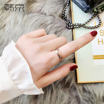 Han Jing Shuanghuan love ring female Korean personality Net red color gold ring titanium steel does not fade fashion index finger ring