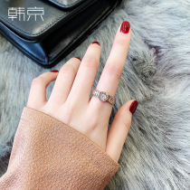 Han Jingyuan brand diamond ring female fashion personality titanium steel food ring Korean version of the net red sun style light luxury trendy people ring